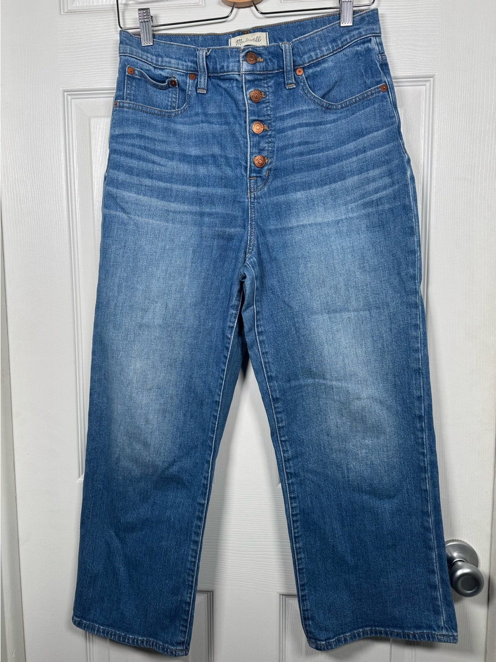 Madewell Slim Wide Leg Crop Jeans Button Fly Medium Wash Size 29